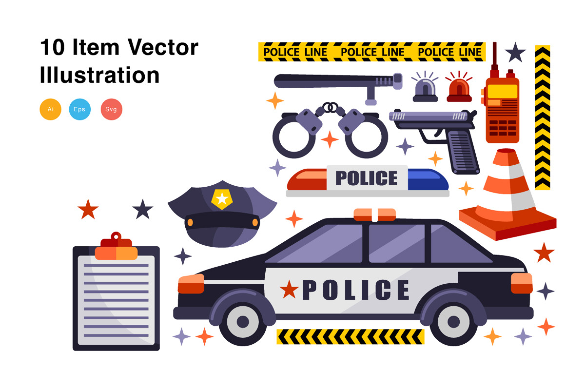 Police Elements Vector Illustration, a Work Illustration by KAZ by IanMikraz Studio (Photo 3 of 3)