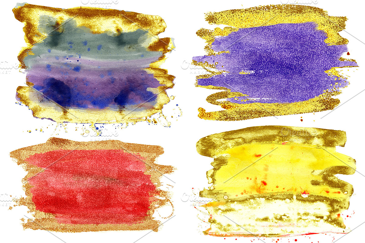 Watercolor Brush Strokes with gold, a Texture Illustration by Watercolor fantasy (Photo 2 of 8)