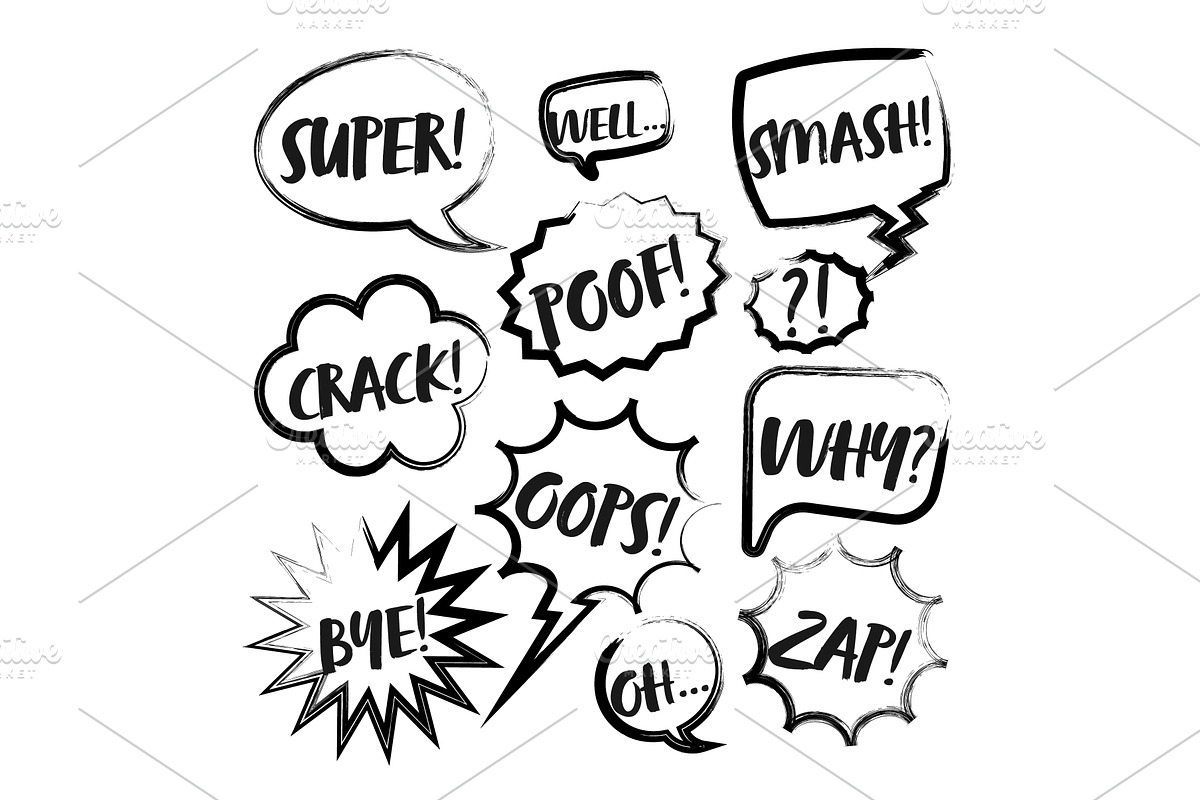Grunge comic speech bubbles with, an Object Illustration by 32pixels