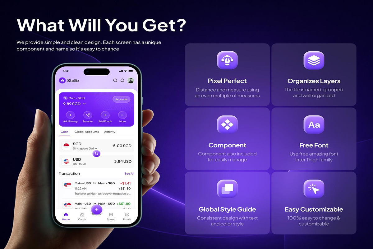 Fintech Mobile App UI Kit, an UI Kit Template by Lumina_ui_ux202 (Photo 2 of 7)