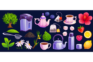 Flower herbal, fruit and berry, a Food Illustration by Vector Tradition