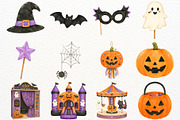Halloween Party Nursery Kids Clipart, a Seasonal Illustration by SugarCloudStudioArt (Thumbnail 4 of 5)