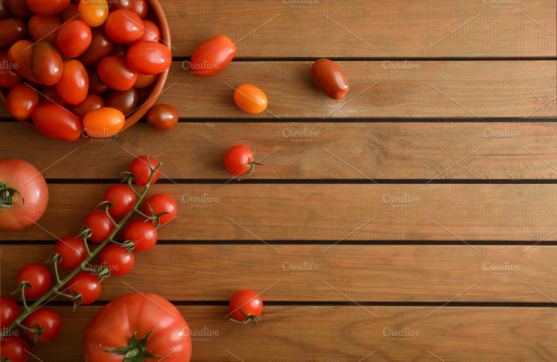 Cherry Tomatoes in Bowl on Wooden Table, a Food & Drink Photo by Davizro's Market