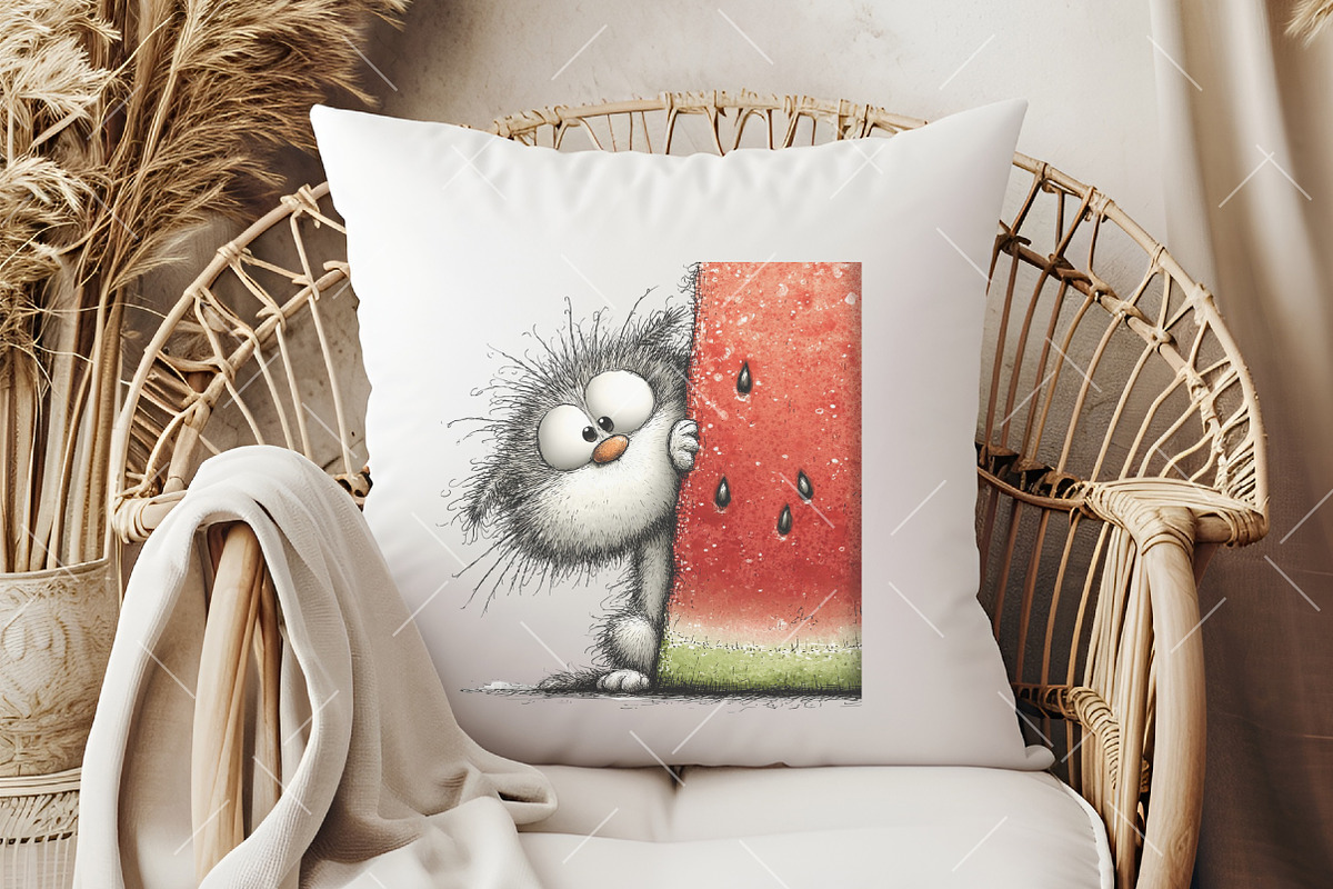 Summer Cat Enjoy Watermelon Clipart, an Illustration by OK Design (Photo 6 of 6)