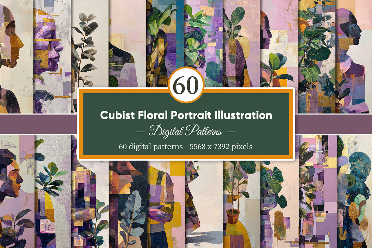 Cubist Floral Portrait Illustration, a Decorative Illustration by Housui Patterns (Photo 1 of 17)