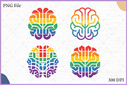 Rainbow Brain SVG Vector Clipart Set, an Object Illustration by Gfx Expert Team (Thumbnail 1 of 3)