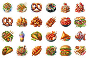 Street Food Watercolor Set PNG, an Illustration by SinaCreation (Thumbnail 2 of 7)