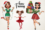 Christmas Funny Skinny Girl Clipart, an Illustration by RobertsArt (Thumbnail 2 of 5)