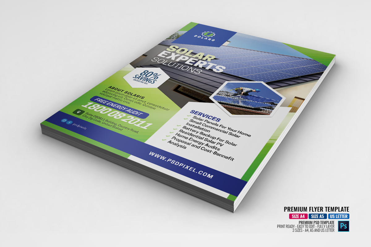 Solar Power Experts Flyer, a Flyer Template by PSDPixel