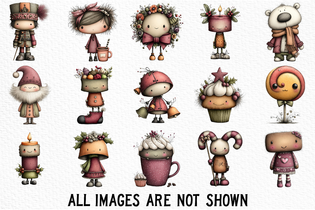 Whimsical Christmas Clipart Bundle, an Illustration by Craft Nest (Photo 3 of 6)
