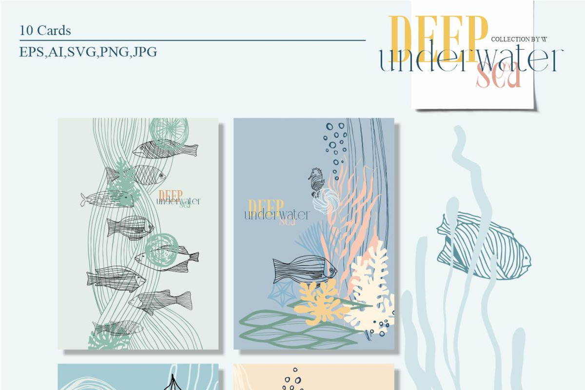 Deep underwater sea, an Animal Illustration by Collection by VY (Photo 2 of 14)