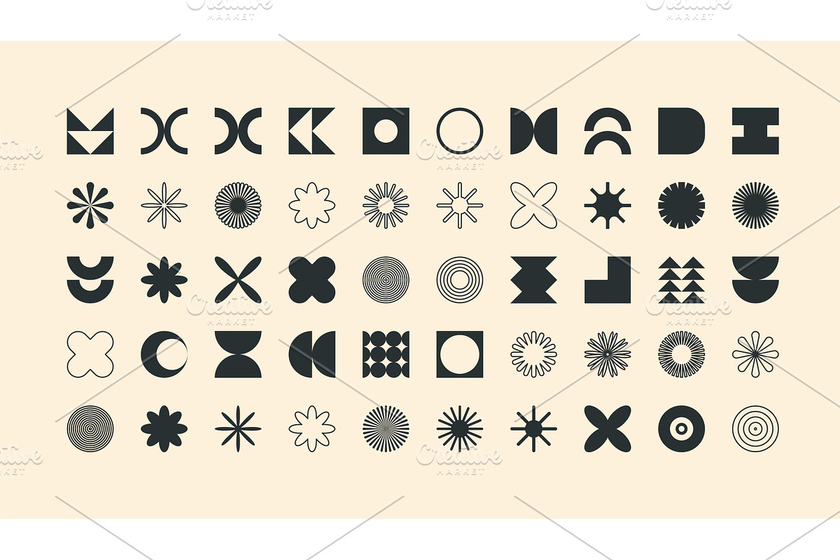 Brutalist geometric shapes, modern, an Illustration by 32pixels