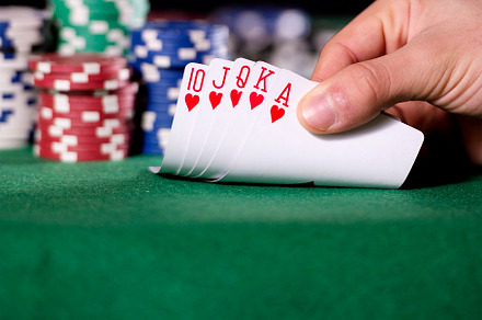 Hand with royal Flush in poker