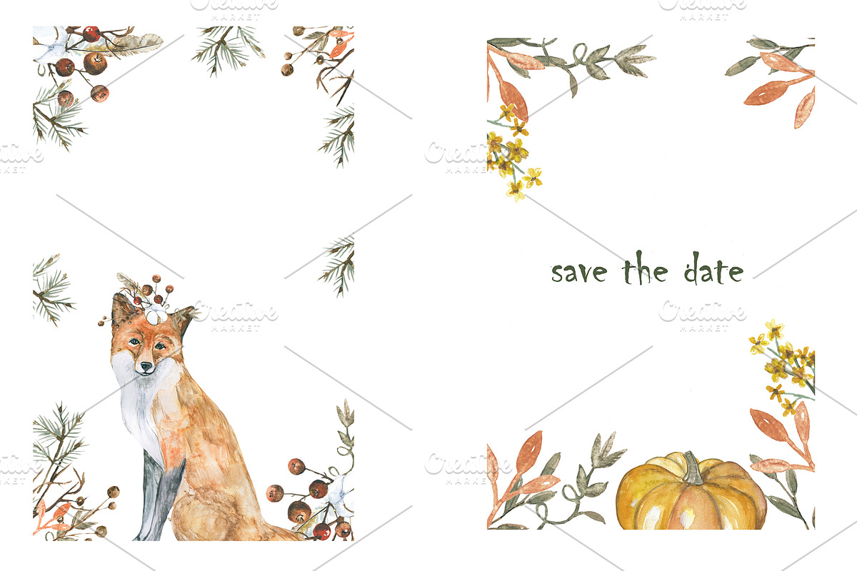Autumn and foxes animals set, an Object Graphic by JuliaFast (Photo 4 of 7)