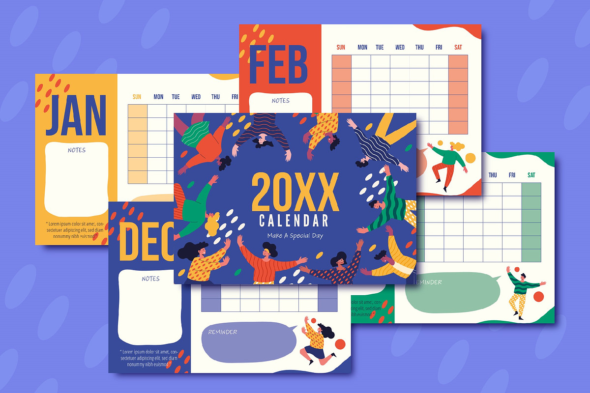 Colorful Yearly Annual Calendar, a Templates & Theme by studiogstock (Photo 1 of 5)