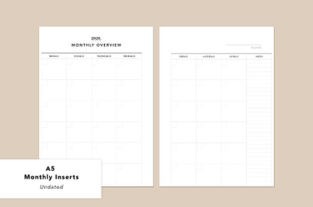 A5 Monthly Planner Insert (Undated)