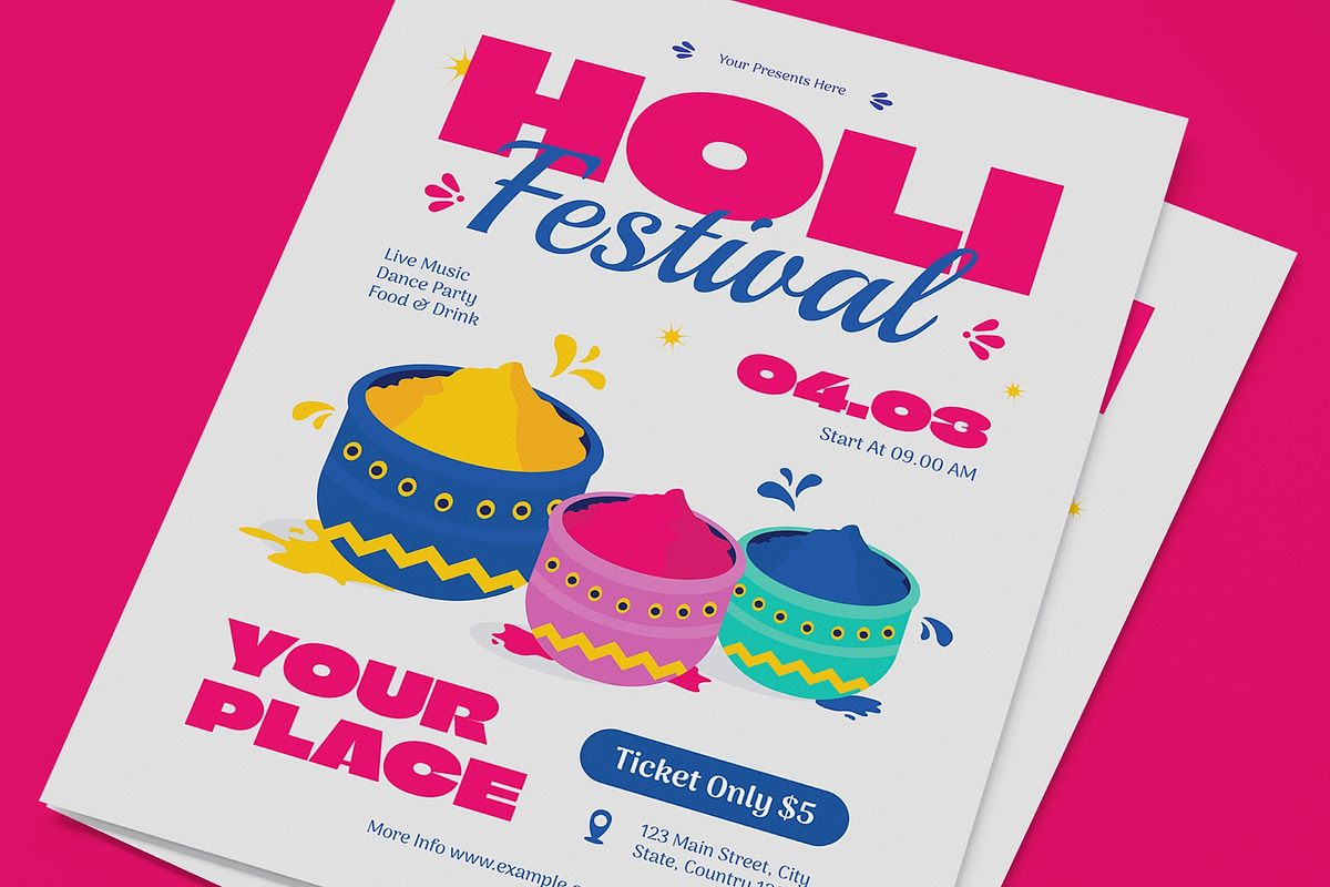 Holi Festival Flyer, a Flyer Template by graphicook (Photo 2 of 3)