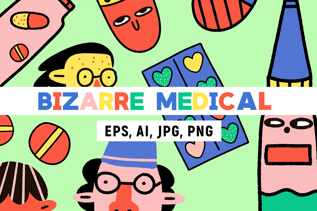 bizarre crazy medical stickers, a Graphic by okchizh (Photo 1 of 7)