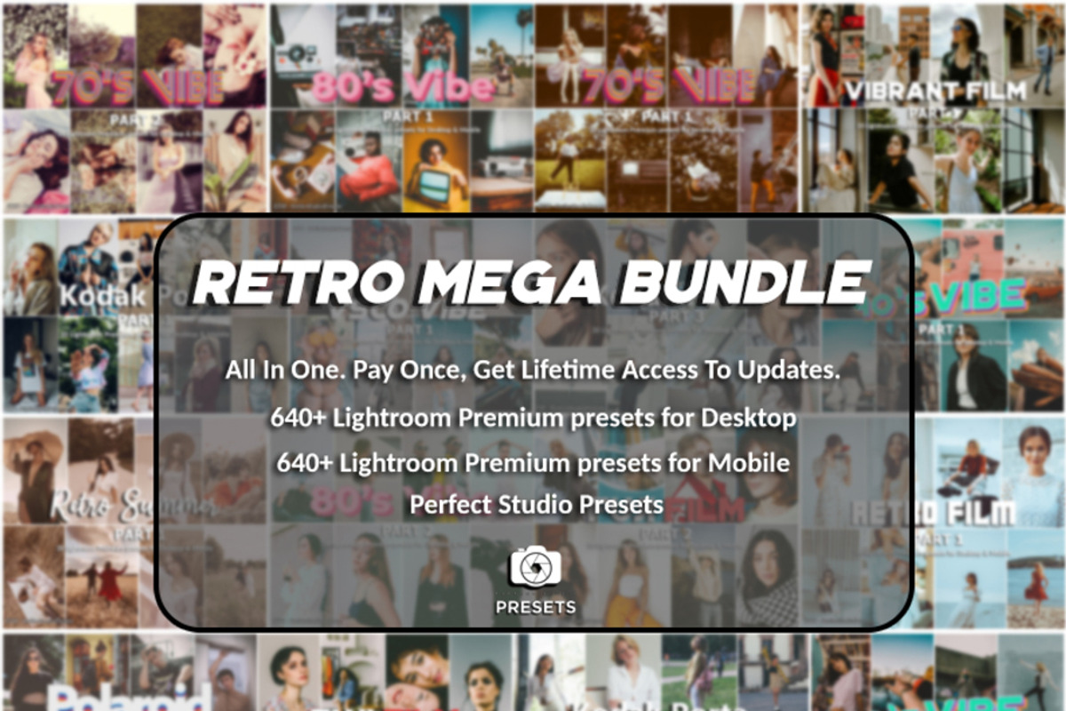 640+ Lightroom Presets All Retro, a Preset Add-On by PerfectStudioPresets (Photo 1 of 9)