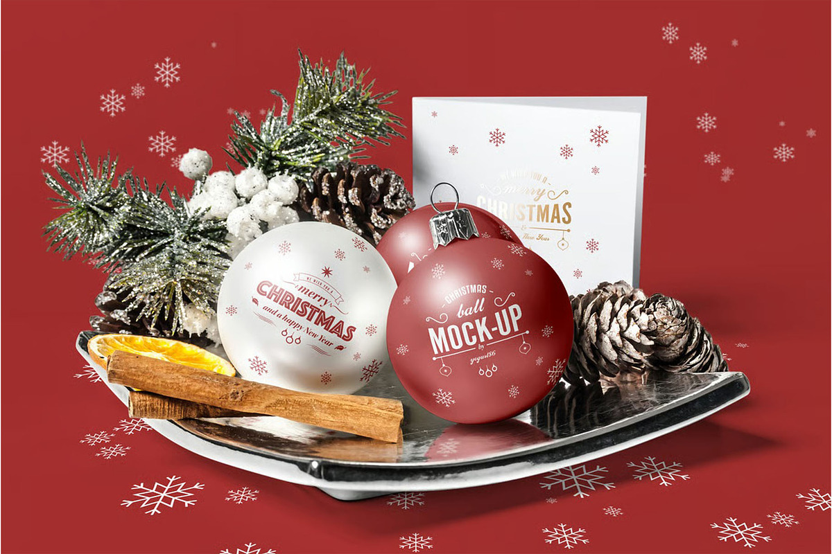 Christmas Ball Mock-up, a Product Mockup by zippypixelstudio (Photo 3 of 7)