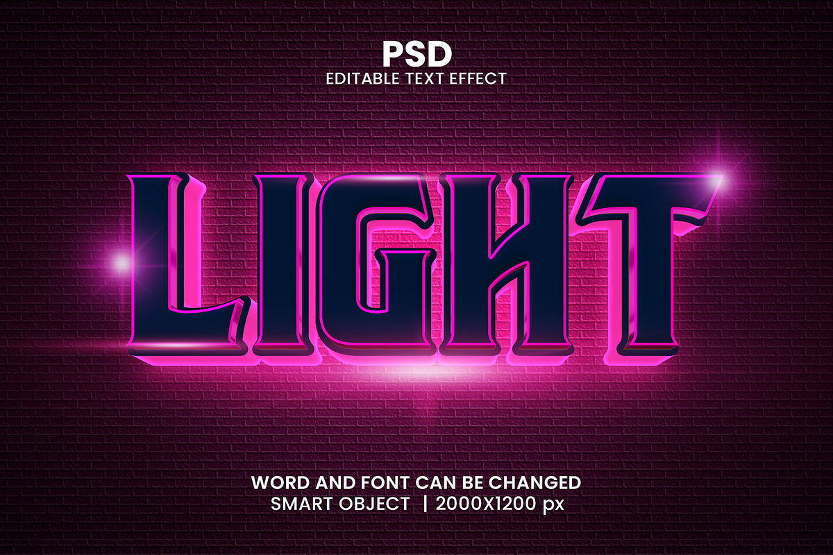 Neon Light 3d Psd Text Effect, a Brushes & More by bdrobin (Photo 1 of 2)