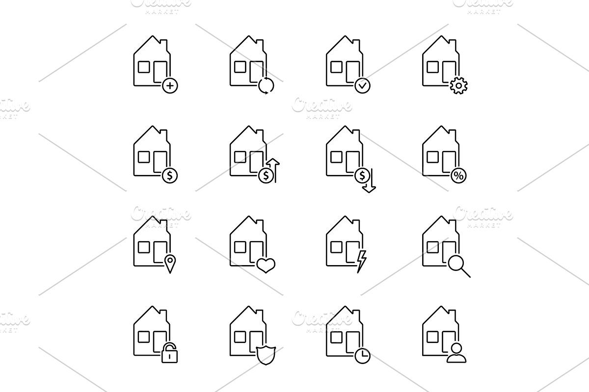 Real estate outline icons, a Finance Illustration by Vector Creator