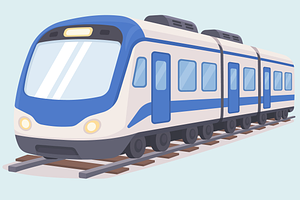 Modern Blue Subway Train Vector, a Transportation Illustration by Artpon Illustration