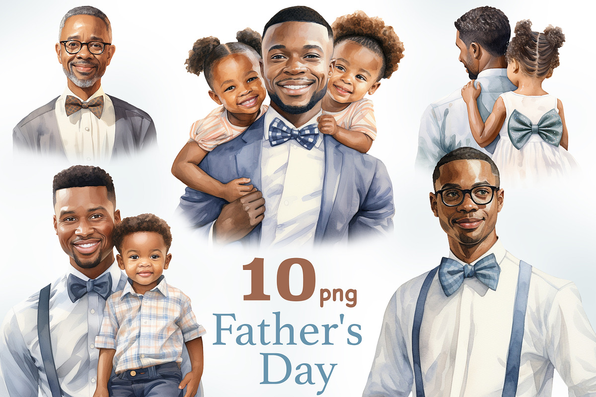 Fathers Day Clipart Set | Black Man, a Seasonal Illustration by GlamArtZhanna (Photo 1 of 4)