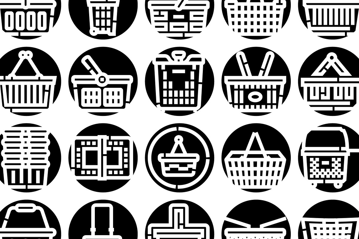 Shopping baskets and carts icon set, an Object Graphic by pikepicture (Photo 3 of 3)
