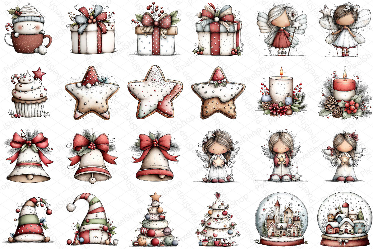 Whimsical Christmas Clipart Bundle, an Illustration by DreamPrint404 (Photo 6 of 6)