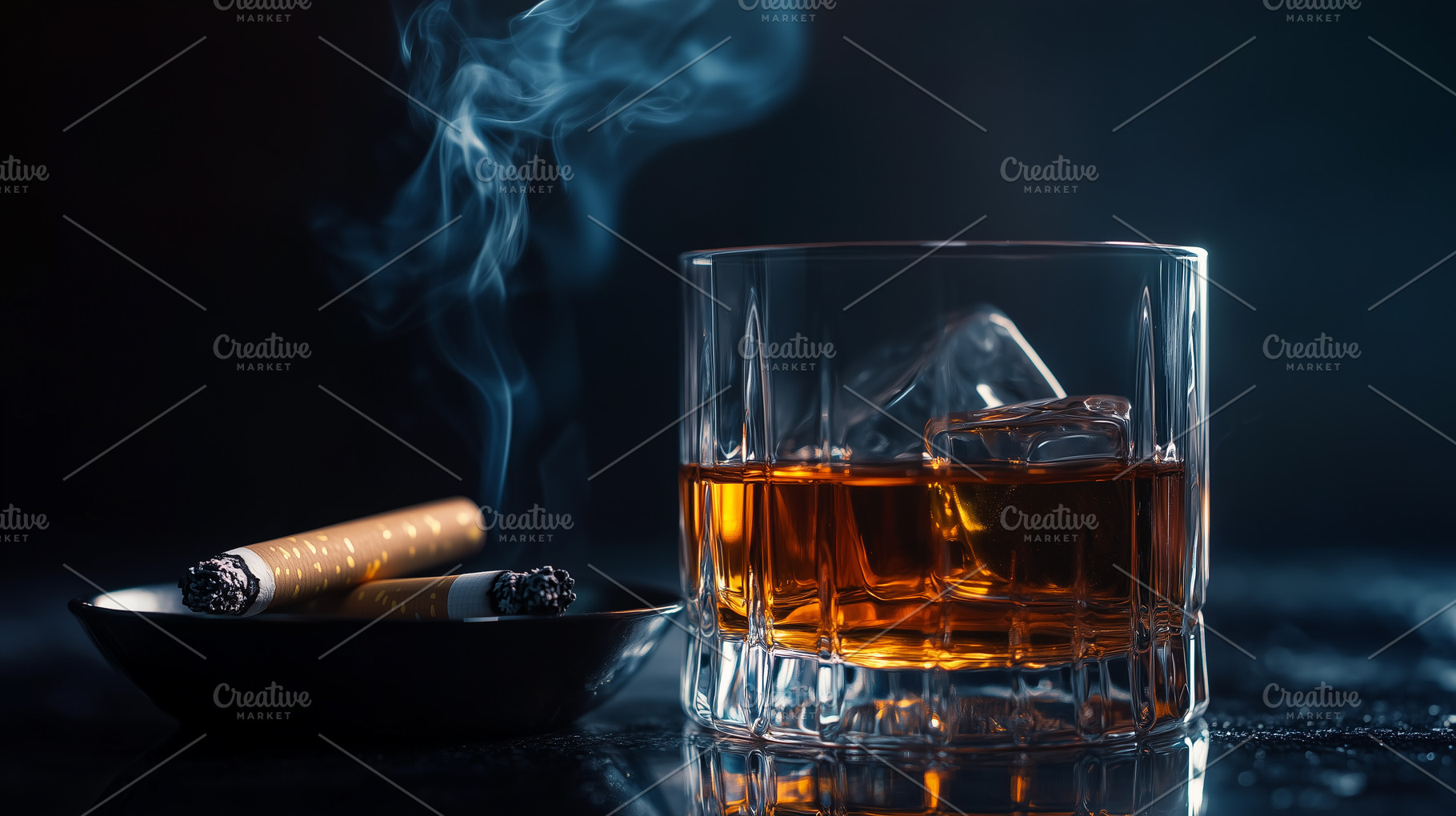 Cigarette burning in ashtray and, a Food & Drink Photo by MistyDay