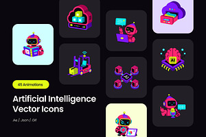 45 Animated Flat AI Icons, a Duotone Icon by Creative Stall