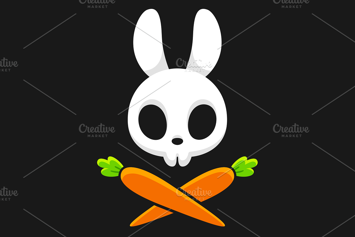 Jolly Roger Rabbit Skull with Carrot, an Illustration by Irina Mir