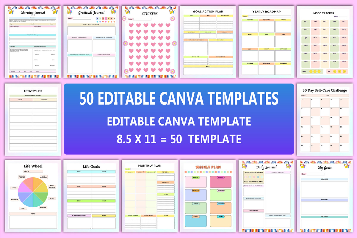 Editable 50 Editable Canva Templates