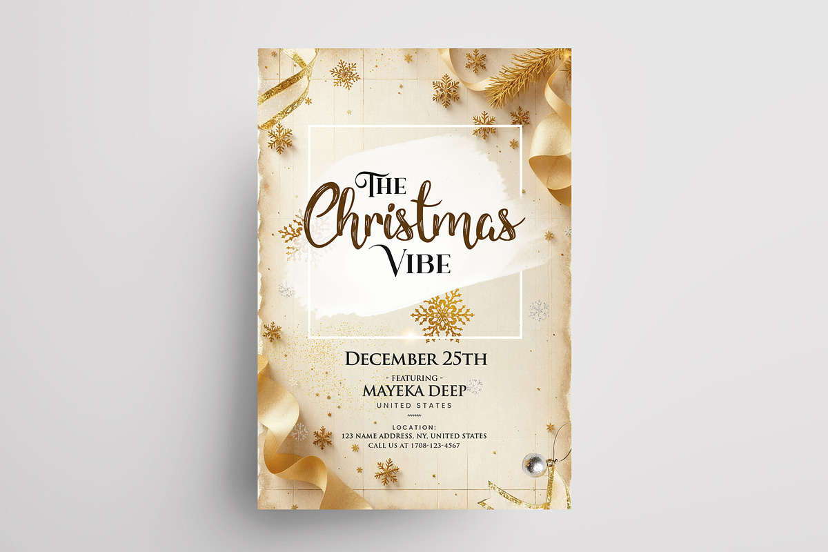3 Merry Christmas Vintage Flyers, a Flyer Template by PixelsDesign (Photo 2 of 4)