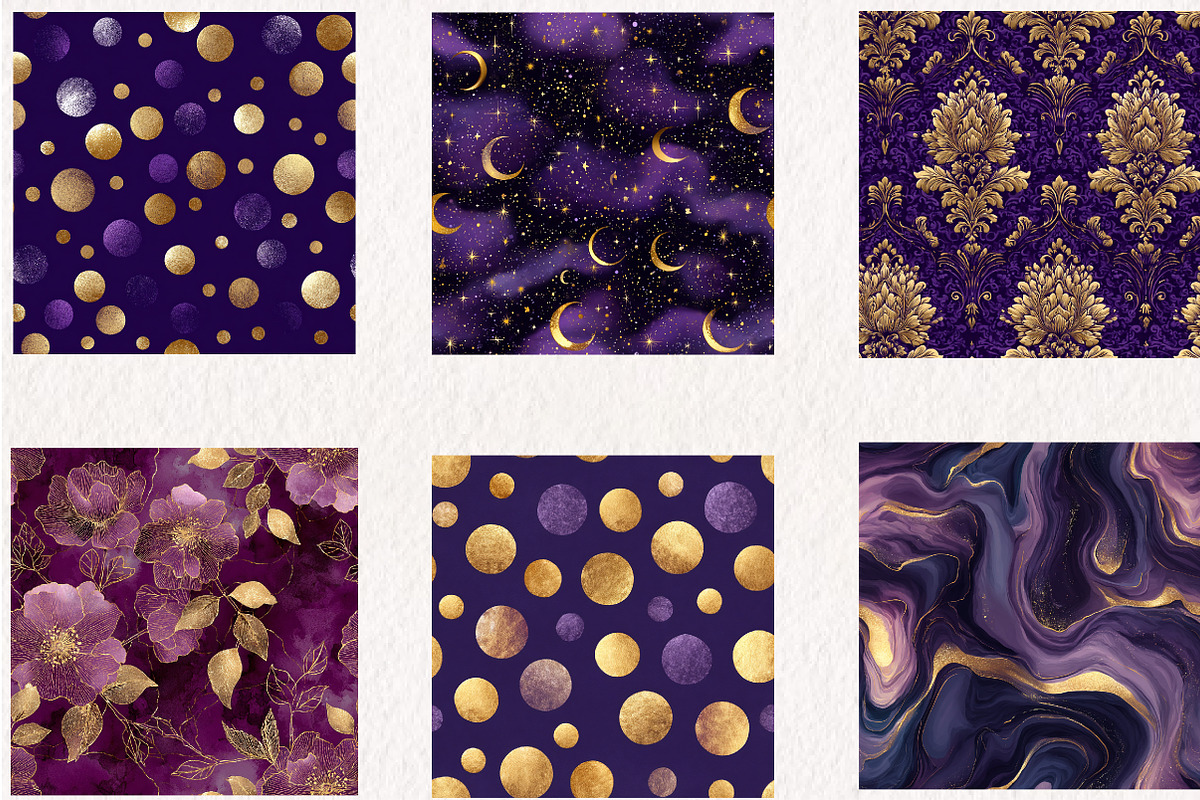 Purple and Gold Glitter Digital, a Pattern Graphic by CreationArt (Photo 3 of 4)