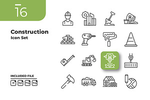 Construction Outline Icons Set, an Outline Icon by yuanesei