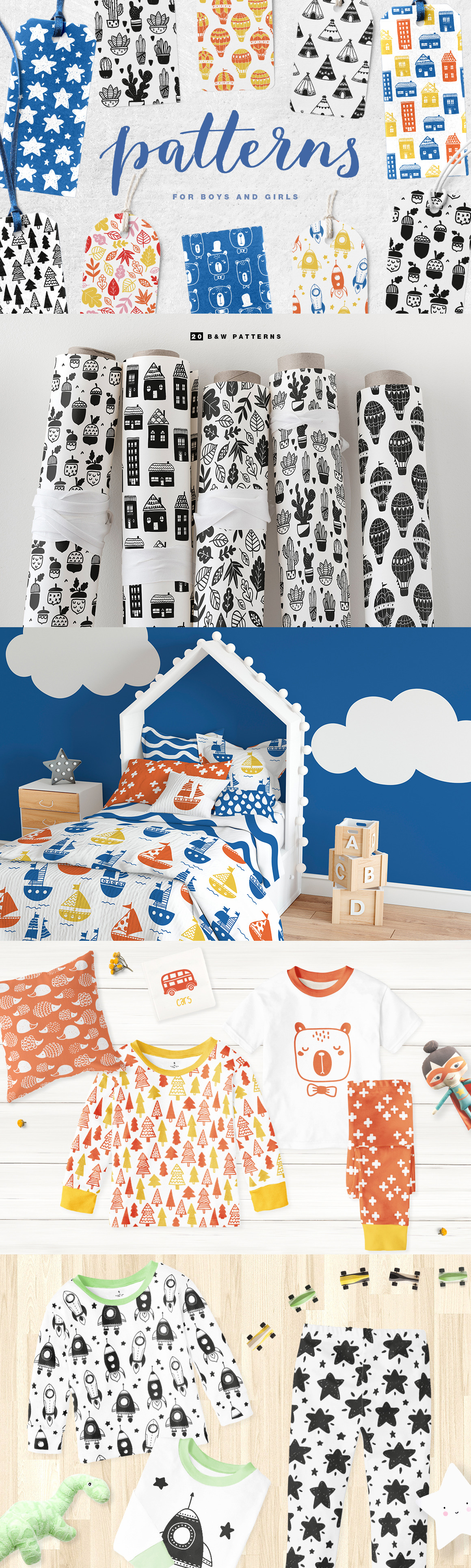 51 kids patterns, for boys & girls!, a Pattern Graphic by Inna Moreva