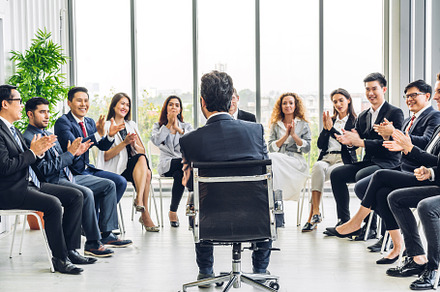 Businessman coach speaker presentation and discussing meeting st, a Person Photo by Art_Photo