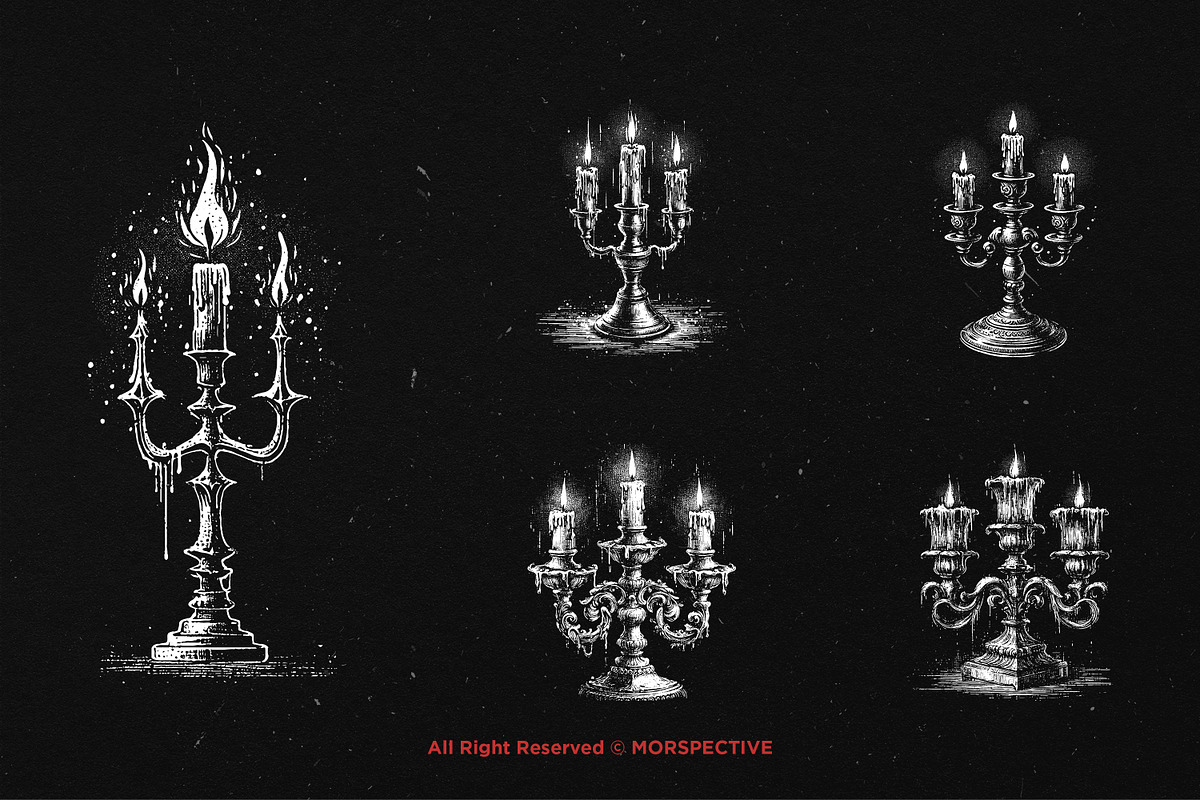 10 Bundle Dark Art Candlestick Light, an Illustration by Morspective (Photo 3 of 7)