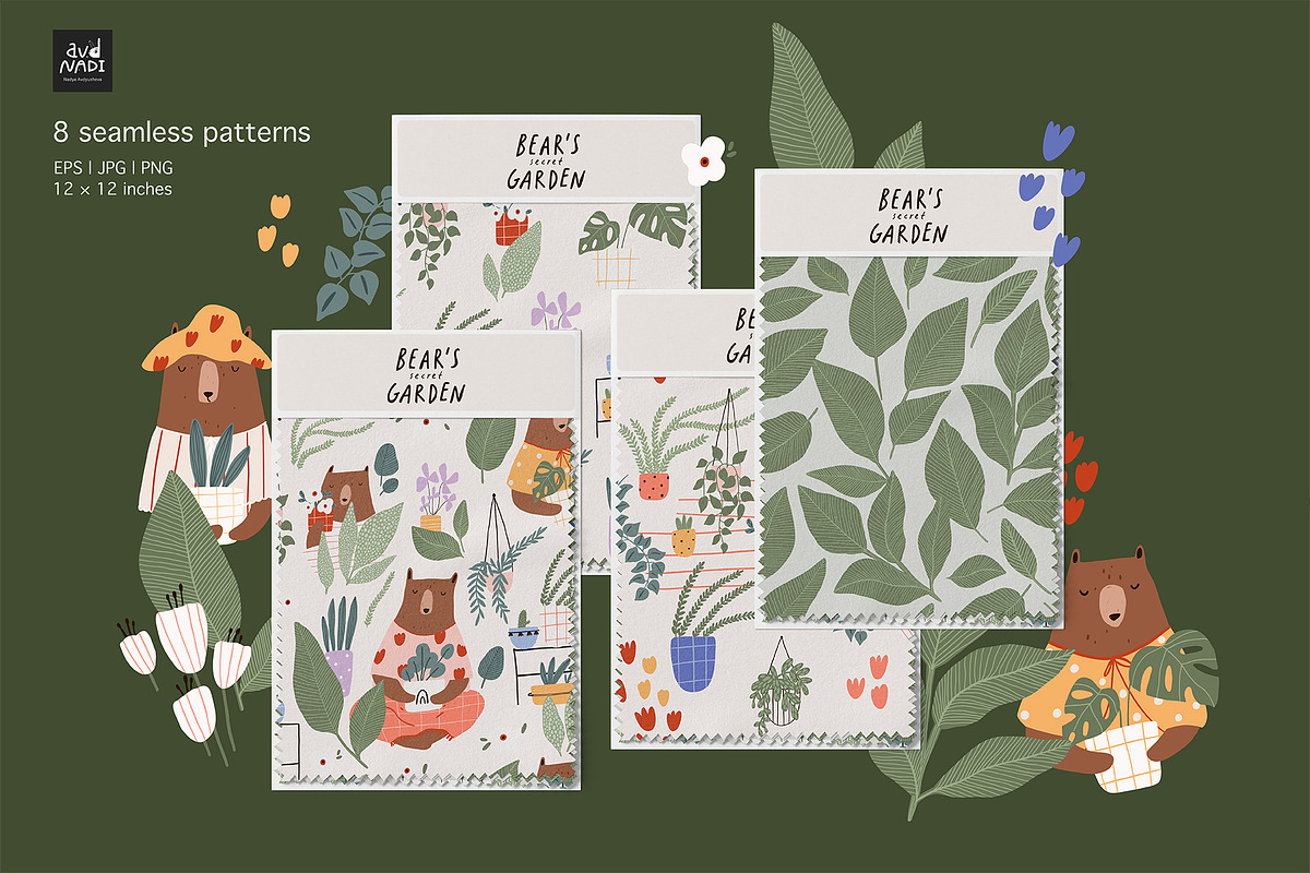 Bear’s Secret Garden - collection, an Animal Illustration by avdnadi (Photo 7 of 11)