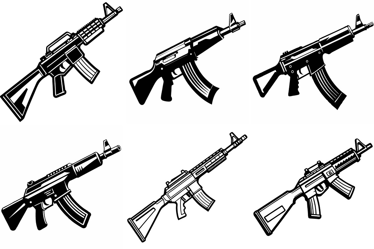 Fastening carbine vector silhouettes, an Object Graphic by Billah Hub