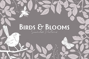 Birds & Blooms Seamless Patterns, a Pattern Graphic by pixelbuddha.net