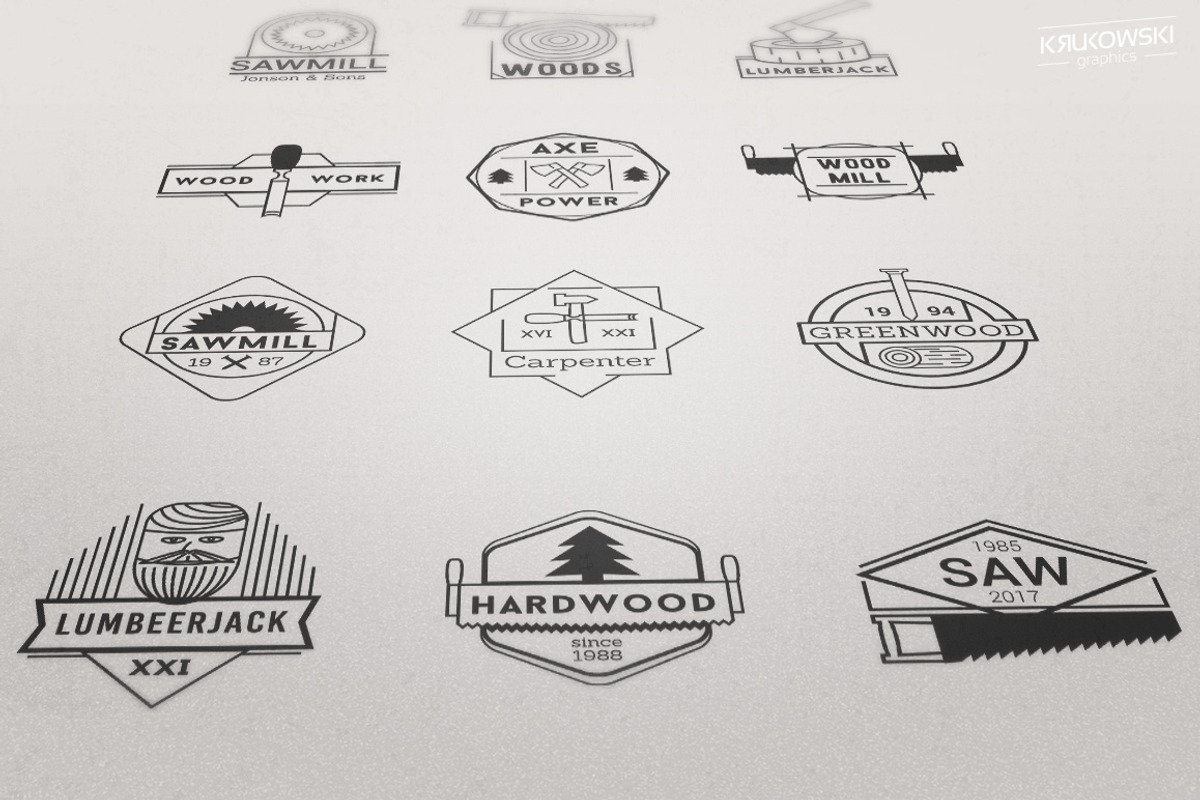 Wood Vector Badges Logo Set, a Branding & Logo Template by Krukowski Graphics (Photo 1 of 6)