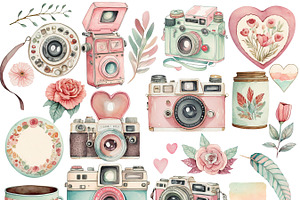 Vintage Camera Valentine Clipart