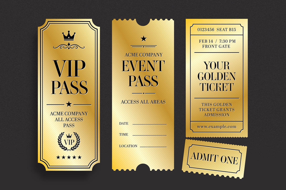 Golden Ticket Template Set, an Invitation Template by BrandPacks (Photo 3 of 6)