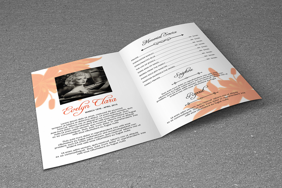 Floral Funeral Program Template-V308, a Brochure Template by Template Shop (Photo 3 of 4)