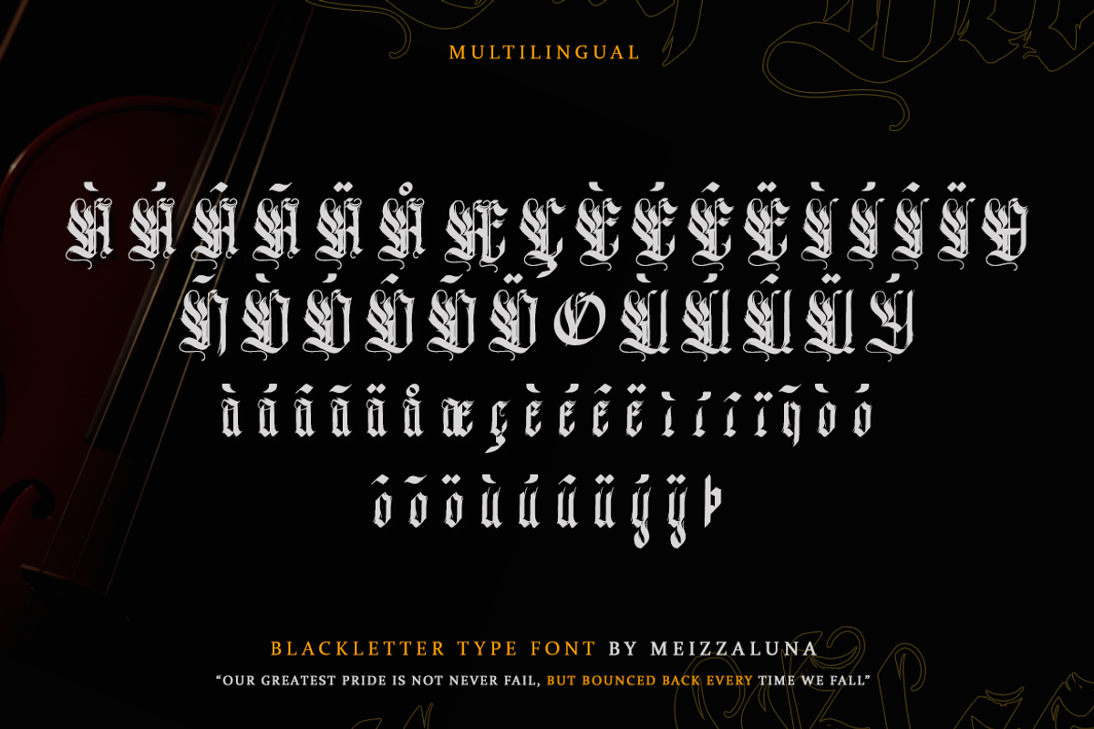 Van Blessing - Blackletter Typeface, a Blackletter Font by Meizzaluna Design (Photo 6 of 10)