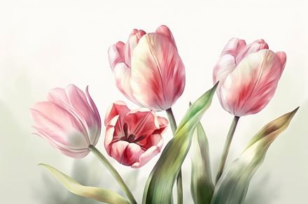Beautiful floral set with watercolor spring tulip flowers. Spring concept. Gene, a Photo by José Manuel Gelpi
