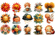 Cute Autumn Sun Clipart, an Illustration by Craft Nest (Thumbnail 2 of 4)